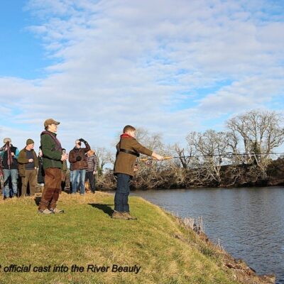 Murray Mackenzie making the first official cast into the River Beauly
